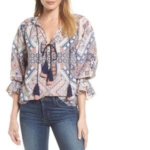 KAS NEW YORK Belfast Ikat Peasant Blouse